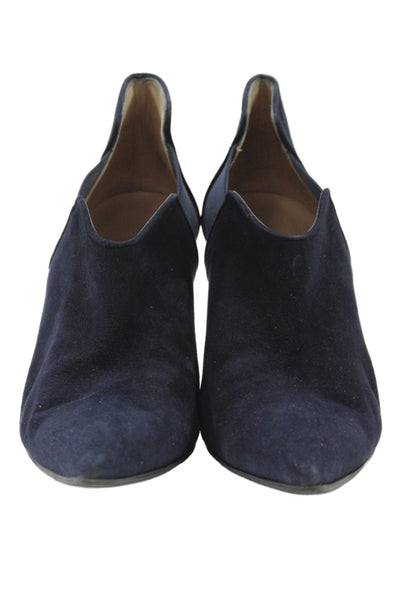 Manolo Blahnik Womens Suede Stiletto Heel Ankle Boots Navy Blue Size 37.5 7.5