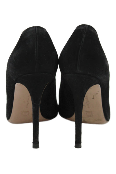 Gianvito Rossi Womens Suede Peep Toe Slide On Pumps Black Size 37 7