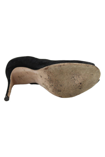 Gianvito Rossi Womens Suede Peep Toe Slide On Pumps Black Size 37 7