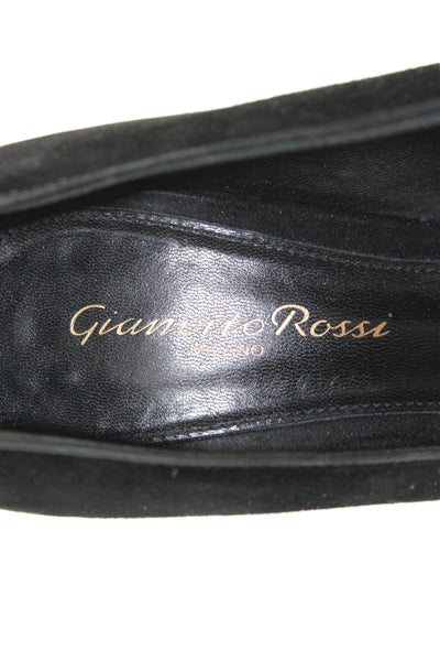 Gianvito Rossi Womens Suede Peep Toe Slide On Pumps Black Size 37 7
