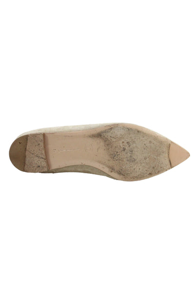 Gianvito Rossi Womens Suede Pointed Toe Lace Up Ballet Flats Beige Size 36 6
