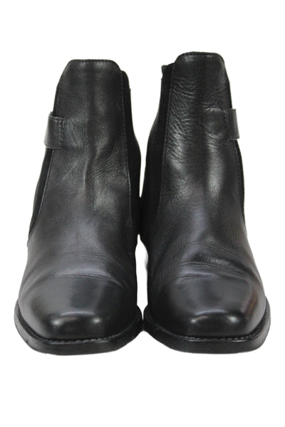 Manolo Blahnik Womens Leather Stretch Inset Belted Ankle Boots Black Size 35 5