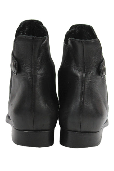 Manolo Blahnik Womens Leather Stretch Inset Belted Ankle Boots Black Size 35 5