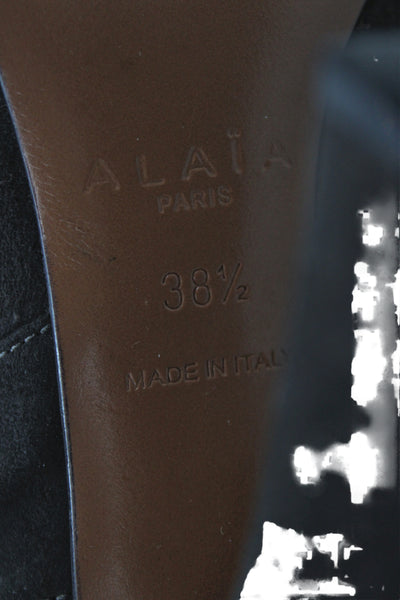 Alaia Womens Suede Cross Strap Belted Ankle Boots Gray Size 38.5 8.5