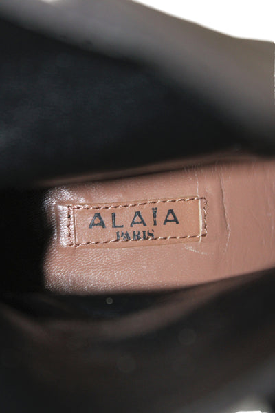 Alaia Womens Suede Cross Strap Belted Ankle Boots Gray Size 38.5 8.5