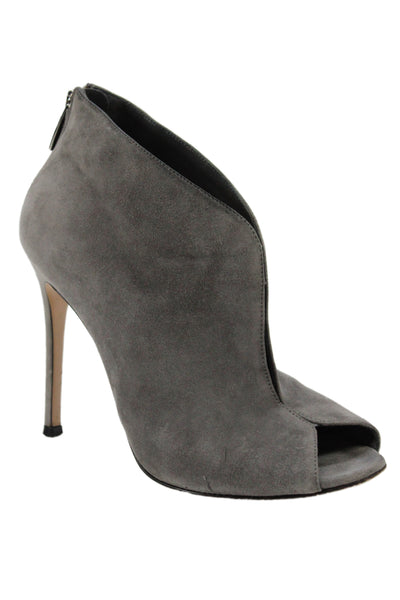 Gianvito Rossi Womens Suede Peep Toe Stiletto Heel Ankle Boots Grey Size 36 6