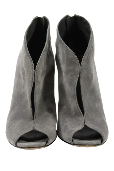 Gianvito Rossi Womens Suede Peep Toe Stiletto Heel Ankle Boots Grey Size 36 6