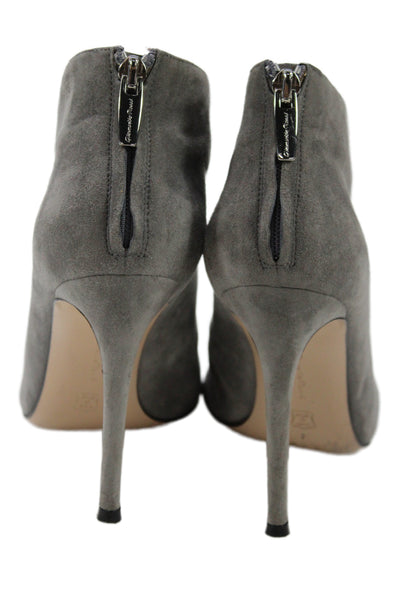 Gianvito Rossi Womens Suede Peep Toe Stiletto Heel Ankle Boots Grey Size 36 6