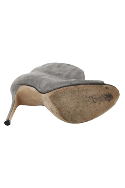 Gianvito Rossi Womens Suede Peep Toe Stiletto Heel Ankle Boots Grey Size 36 6