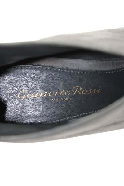Gianvito Rossi Womens Suede Peep Toe Stiletto Heel Ankle Boots Grey Size 36 6