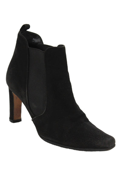 Manolo Blahnik Womens Suede Square Toe Ankle Boots Black Size 35 5