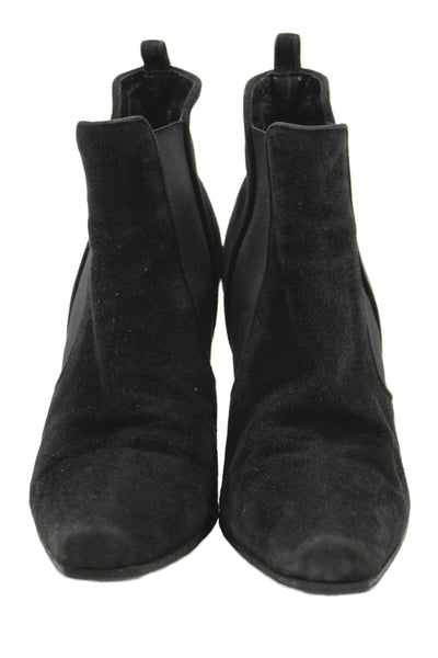 Manolo Blahnik Womens Suede Square Toe Ankle Boots Black Size 35 5