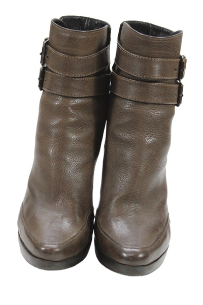 Proenza Schouler Womens Leather Pointed Toe Belted Ankle Boots Brown Size 8.5