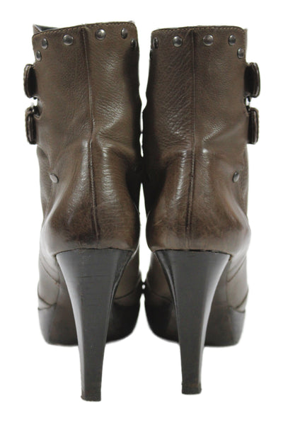 Proenza Schouler Womens Leather Pointed Toe Belted Ankle Boots Brown Size 8.5
