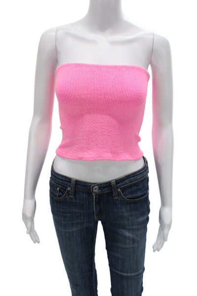 Hunza Women Cropped Silk Sleeveless Top Pink Size S