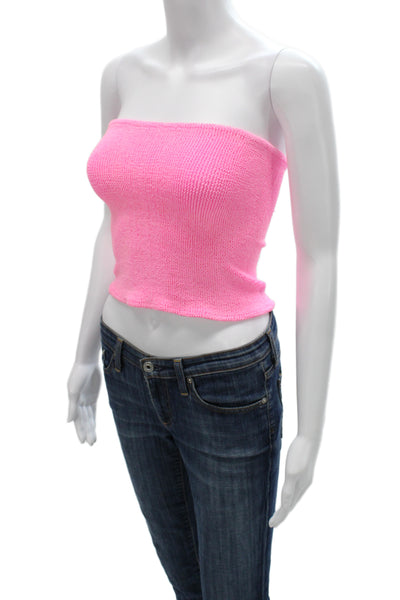 Hunza Women Cropped Silk Sleeveless Top Pink Size S