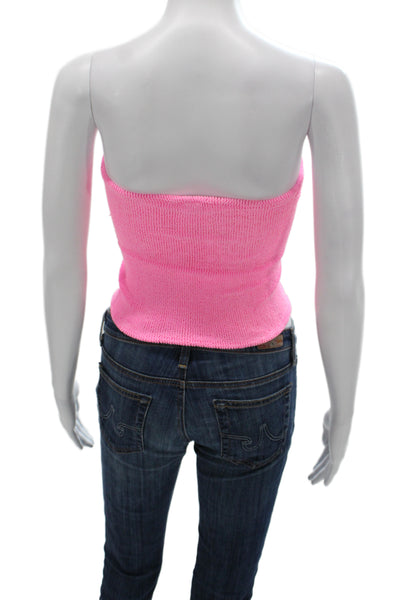 Hunza Women Cropped Silk Sleeveless Top Pink Size S