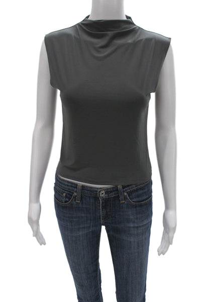 Wilfred Womens Basic Mock Neck Sleeveless Tank Dark Gray Cotton Size S