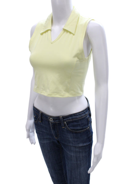 TNA Women Cropped V-Neck Tank Yellow Sleeveless 90s Size S