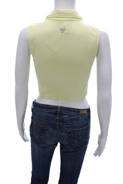 TNA Women Cropped V-Neck Tank Yellow Sleeveless 90s Size S