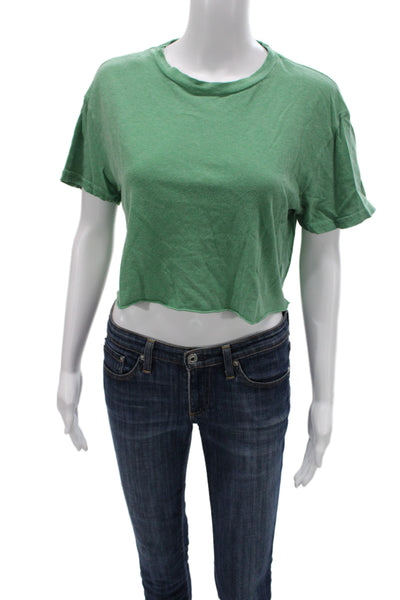 Perfect White Tee Womens Cropped T-Shirt Green Short Sleeve Size XS