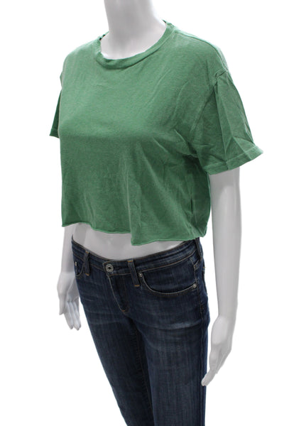Perfect White Tee Womens Cropped T-Shirt Green Short Sleeve Size XS
