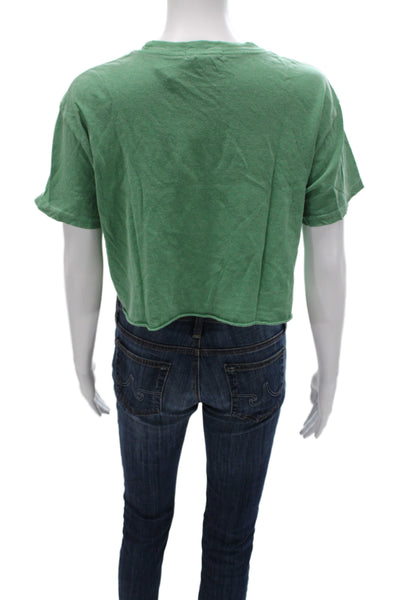 Perfect White Tee Womens Cropped T-Shirt Green Short Sleeve Size XS