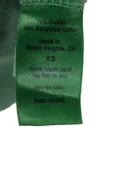 Perfect White Tee Womens Cropped T-Shirt Green Short Sleeve Size XS