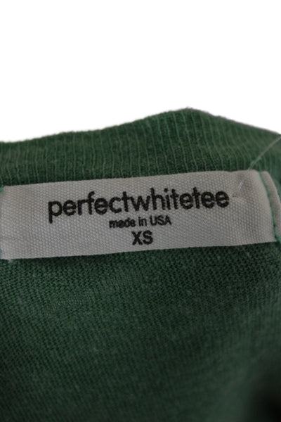 Perfect White Tee Womens Cropped T-Shirt Green Short Sleeve Size XS