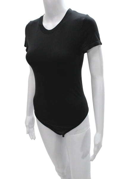 Sunday Best Women Black Round Neck Short Sleeve Bodysuit Size M