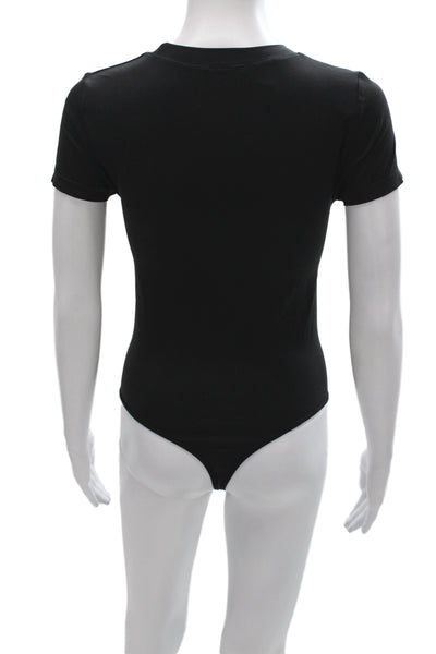 Sunday Best Women Black Round Neck Short Sleeve Bodysuit Size M