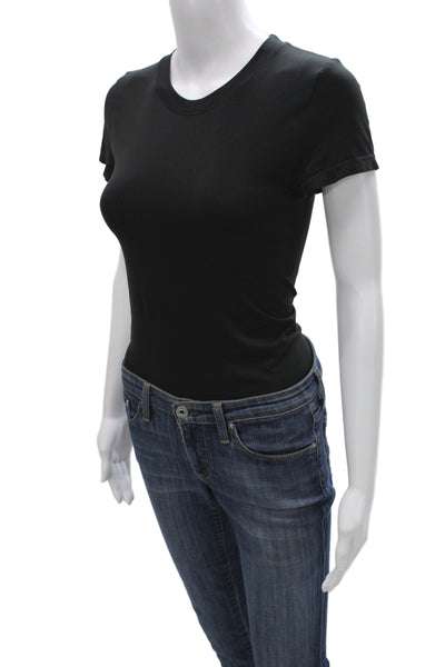 Sunday Best Women Black Round Neck Short Sleeve Bodysuit Size M