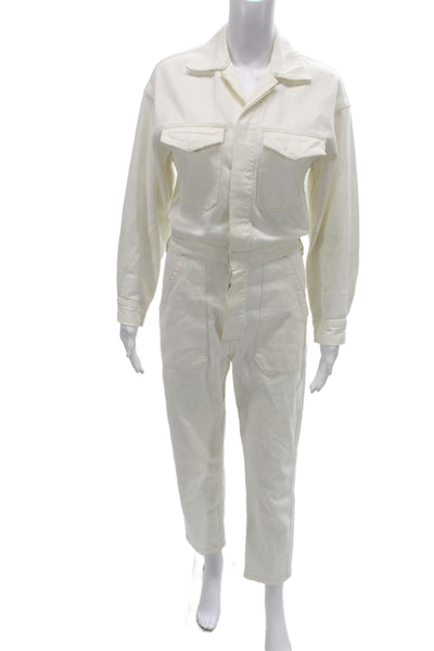 Citizens of Humanity Womens Collared Long Sleeve White Jumpsuit Size XS
