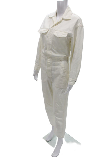 Citizens of Humanity Womens Collared Long Sleeve White Jumpsuit Size XS