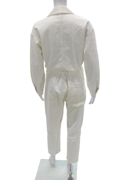 Citizens of Humanity Womens Collared Long Sleeve White Jumpsuit Size XS