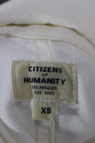 Citizens of Humanity Womens Collared Long Sleeve White Jumpsuit Size XS