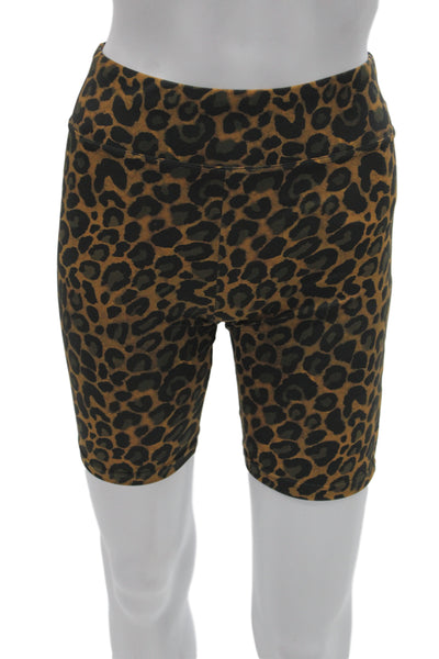 Fisch Unisex Brown Animal Print Biker Shorts Size S