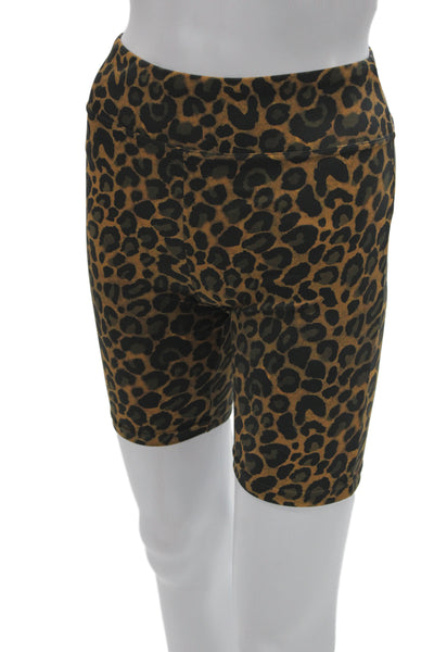 Fisch Unisex Brown Animal Print Biker Shorts Size S