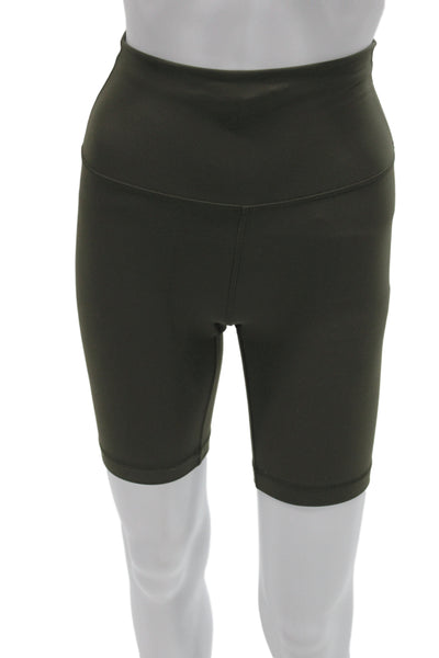 Lululemon Unisex Biker Shorts Army Green Solid 77% Nylon 23% Lycra Size 4