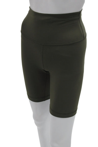 Lululemon Unisex Biker Shorts Army Green Solid 77% Nylon 23% Lycra Size 4