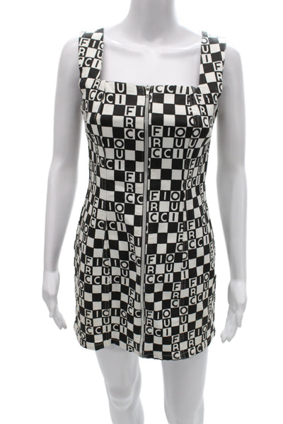 Fiorucci Women Mini Bodycon Dress Black Square Neck Sleeveless 90s Size L