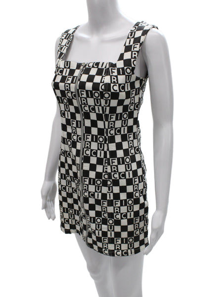Fiorucci Women Mini Bodycon Dress Black Square Neck Sleeveless 90s Size L