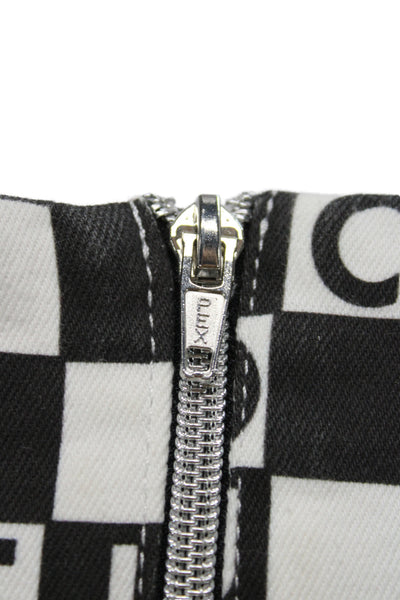 Fiorucci Women Mini Bodycon Dress Black Square Neck Sleeveless 90s Size L