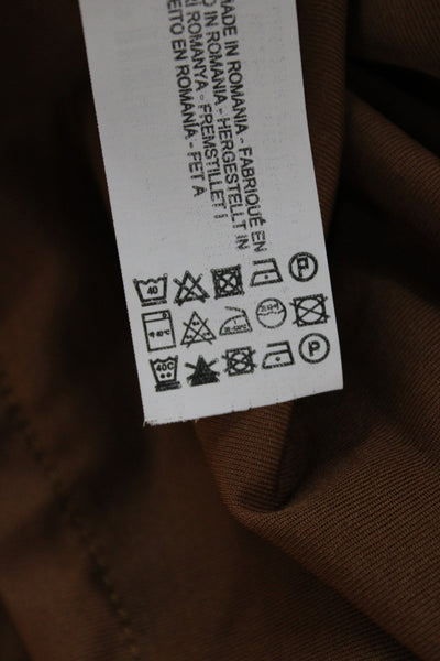 Zara Women Bodycon Mini Dress Brown Sleeveless Tie Polyester Size S