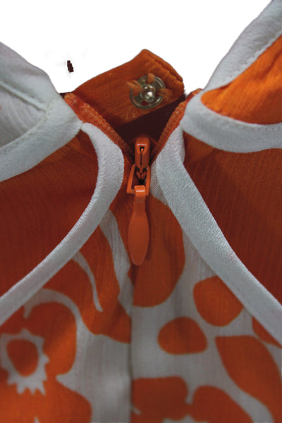 Alexis Womens Orange Floral V Neck Sleeveless Maxi Slip Dress Size XS