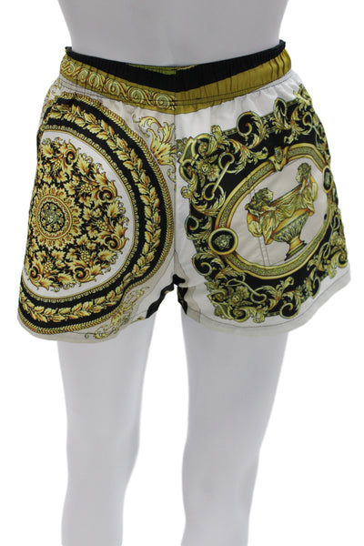 Versace Mens Designer Black Graphic Drawstring Polyester Shorts Size 38