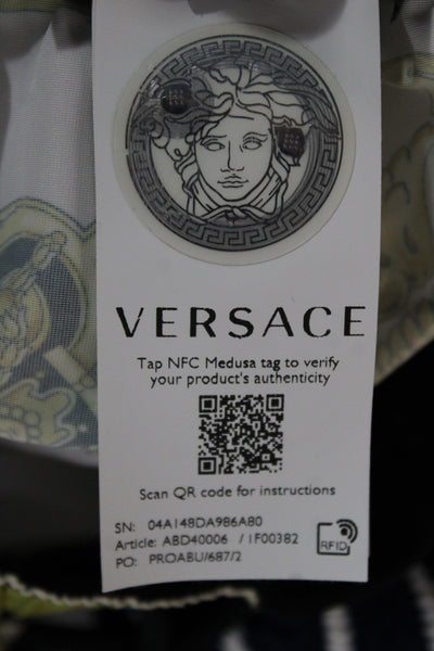 Versace Mens Designer Black Graphic Drawstring Polyester Shorts Size 38