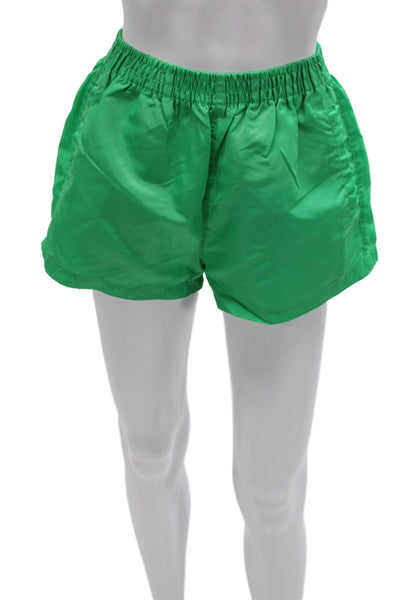 The Frankie Shop Unisex Green Polyester Solid Beach Shorts Size S