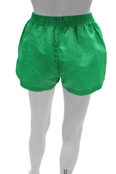 The Frankie Shop Unisex Green Polyester Solid Beach Shorts Size S