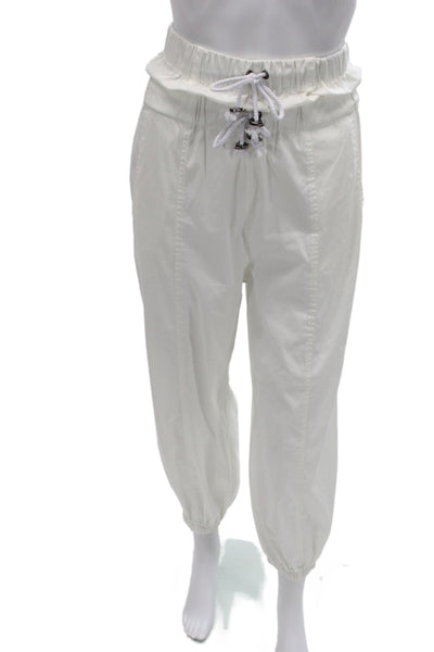 Tre Womens Jogger Cropped Pants White Cotton Drawstring Solid Fall Size 0